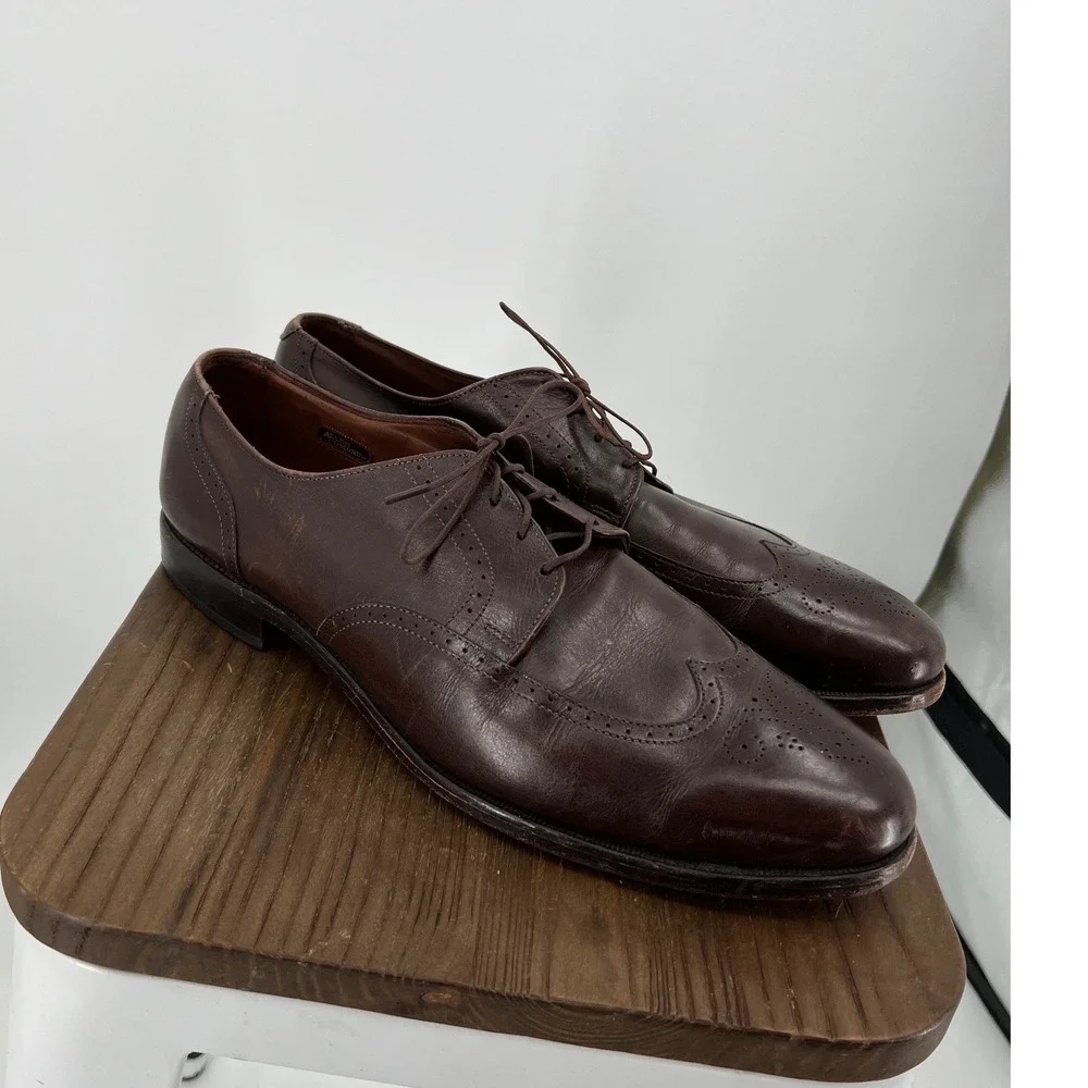 Allen Edmonds Brogue Mens 13 C Dark Brown Leather Wingtip Derby Shoes 2967